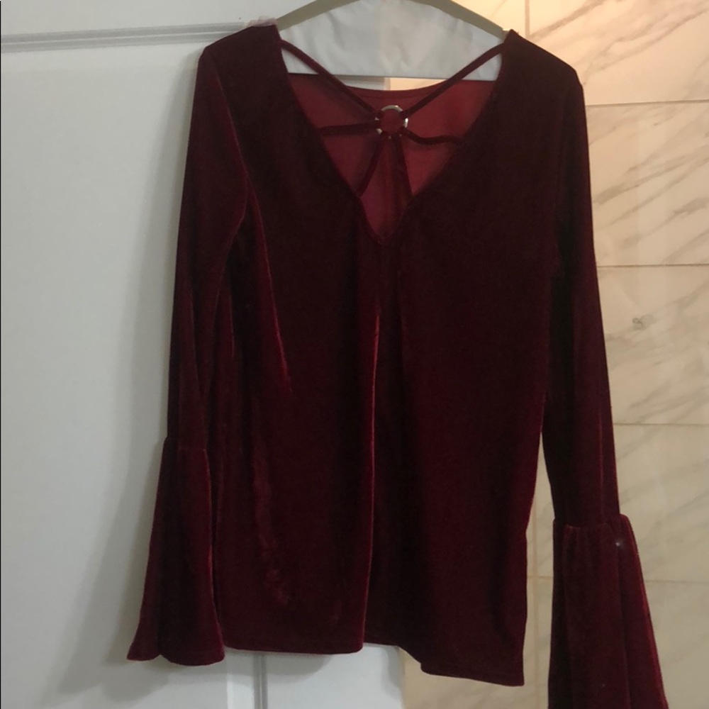 Velvet bell sleeve top